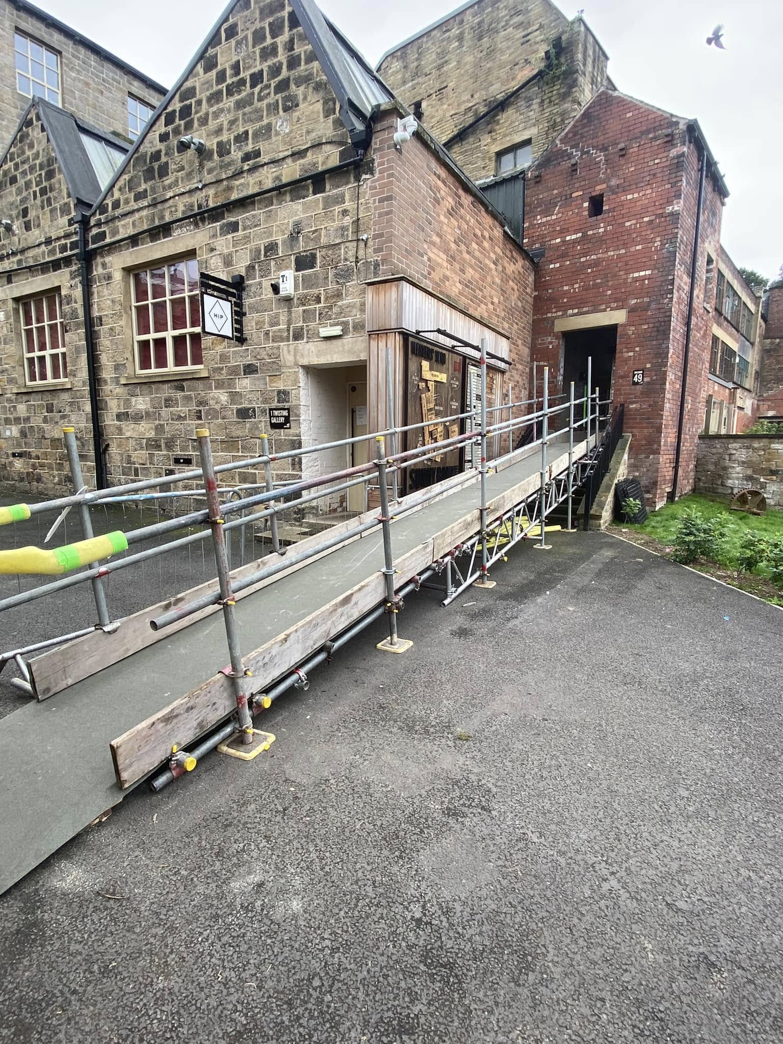 Scaffold access ramp built to provide disabled access in Leeds